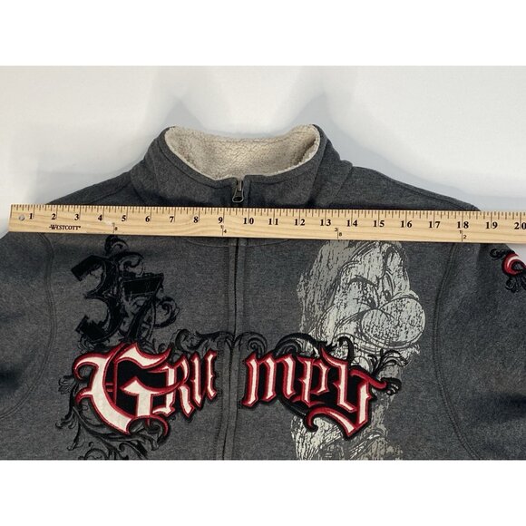 Disneyland Resort Grumpy Jacket Mens M Gray Sherpa Lined Full Zip Sweatshirt - Picture 15 of 16